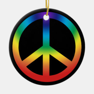 Peace Sign in Rainbow colours Ceramic Tree Decoration