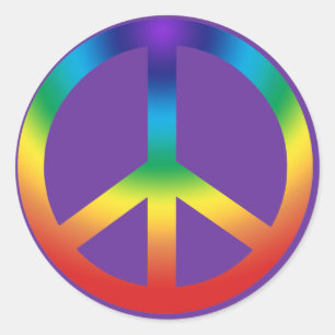 Peace Sign in Rainbow colours Classic Round Sticker