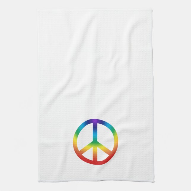 Peace Sign in Rainbow colours Tea Towel (Vertical)