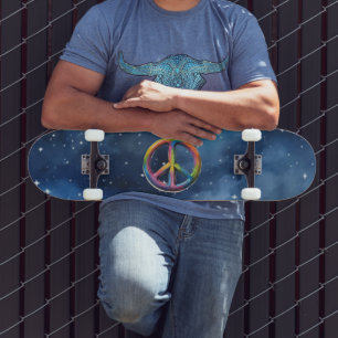 Peace Sign in Space Skateboard