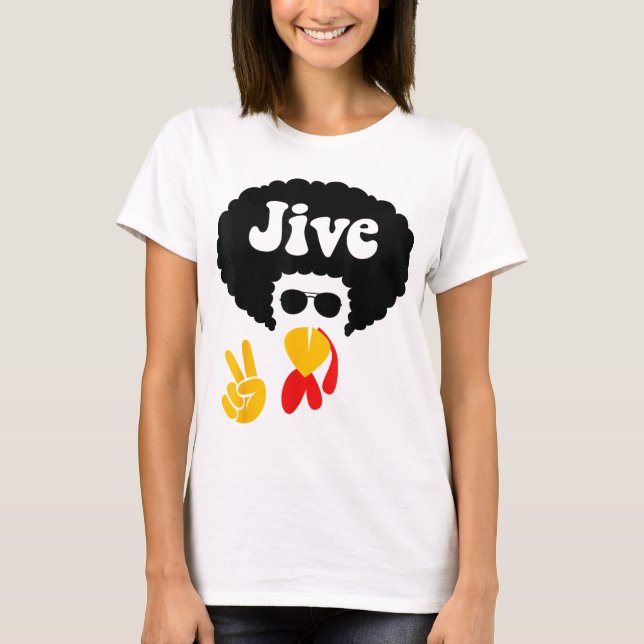 Peace Sign Jive Turkey Face Funny Thanksgiving Gif T-Shirt (Front)