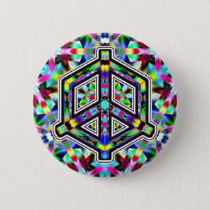 Peace Sign Kaleidoscope 6 Cm Round Badge
