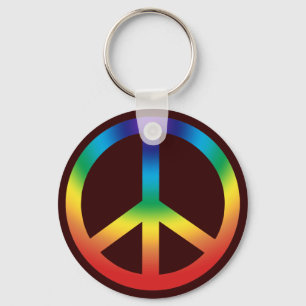Peace Sign key chain; Chakra Colours Key Ring