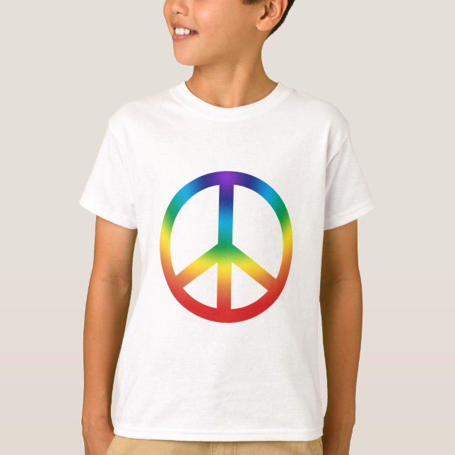 Peace Sign kids tee Chakra Colours (Front)