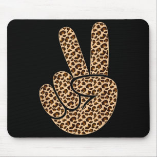 Peace sign leopard print boys animal print girls mouse pad