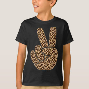 Peace sign leopard print boys animal print girls T-Shirt