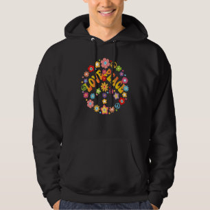 Peace Sign Love 1960s 1970s Tie Dye Groovy Hippie Hoodie