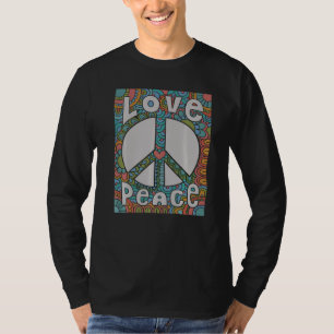 Peace Sign Love 1960s 1970s Tie Dye Groovy Hippie T-Shirt