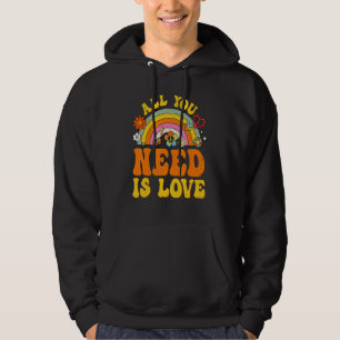 Peace Sign Love 60s 70 Hippie Groovy Vibes Hallowe Hoodie