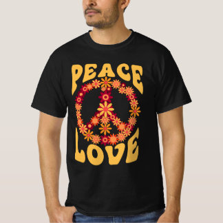 Peace Sign Love 60s 70s Costume Groovy Hippie Them T-Shirt