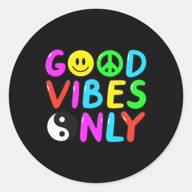 PEACE SIGN LOVE 60s 70s Groovy Hippie Costume Hall Classic Round Sticker (Front)