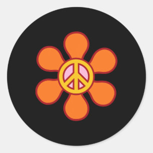 Peace Sign Love 60s 70s Groovy Hippie Costume Hall Classic Round Sticker