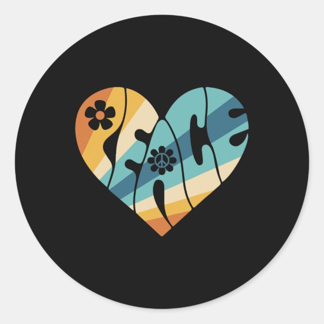 PEACE SIGN LOVE 60s 70s Groovy Hippie Costume Hall Classic Round Sticker (Front)