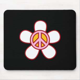 Peace Sign Love 60s 70s Groovy Hippie Costume Hall Mouse Pad