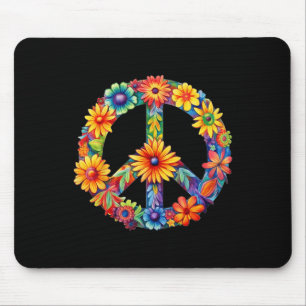Peace Sign Love 60s 70s Groovy Hippie Costume Hall Mouse Pad