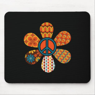 PEACE SIGN LOVE 60s 70s Groovy Hippie Costume Hall Mouse Pad