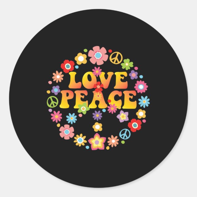 PEACE SIGN LOVE  60s 70s Tie Die Hippie Costume   Classic Round Sticker (Front)