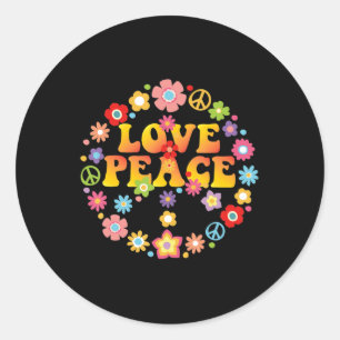 PEACE SIGN LOVE  60s 70s Tie Die Hippie Costume   Classic Round Sticker