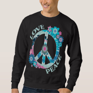 Peace Sign Love 60s 70s Tie Die Hippie Costume Sweatshirt