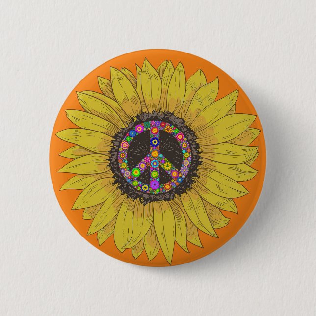 Peace Sign Love 60S 70S Tie Dye Hippie 6 Cm Round Badge (Front)