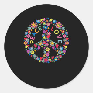 PEACE SIGN LOVE 60s 70s Tie Dye Hippie Classic Round Sticker