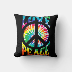 Peace Sign Love 60S 70S Tie Dye Hippie Costume  Cushion