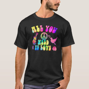 PEACE SIGN LOVE 60s 70s Tie Dye Hippie Costume Gro T-Shirt