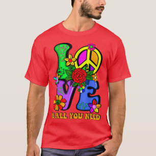PEACE SIGN LOVE 60s 70s Tie Dye Hippie Costume Hal T-Shirt