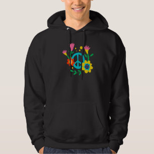 Peace Sign Love 60s 70s Tie Dye Hippie Costume Hoodie