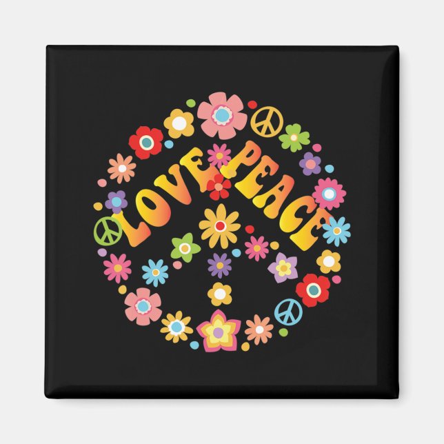 PEACE SIGN LOVE  60s 70s Tie Dye Hippie Costume   Magnet (Front)