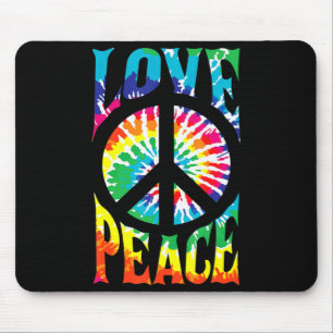 Peace Sign Love 60S 70S Tie Dye Hippie Costume Mouse Pad
