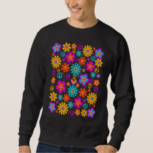Peace Sign Love 60s 70s Tie Dye Hippie Costume Sweatshirt