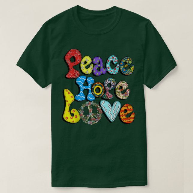 PEACE SIGN LOVE 60s 70s Tie Dye Hippie Halloween C T-Shirt (Design Front)