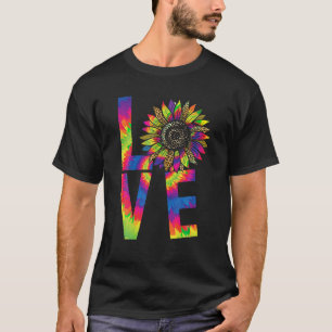 Peace Sign Love 60s 70s Tie Dye Sunflower Rainbow T-Shirt