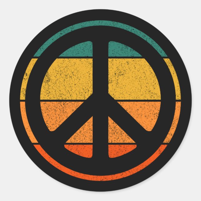 Peace Sign Love 60s 70s Tye Die Hippie Costume Cla Classic Round Sticker (Front)