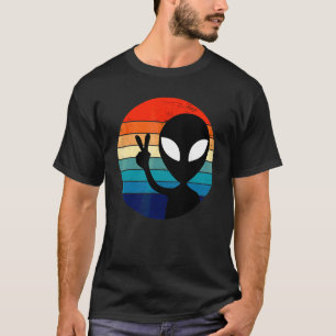 Peace Sign Love Alien 60s 70s Tie Dye Hippie T-Shirt