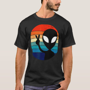 Peace Sign Love Alien 60s 70s Tie Dye Hippie T-Shirt