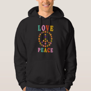 Peace Sign Love Flower Hippie Costume 60s 70s Hoodie
