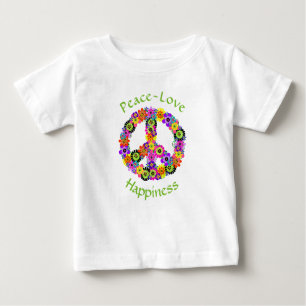 Peace Sign Love & Happiness on White Baby T-Shirt