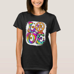 PEACE SIGN LOVE Leopard 60s 70s Tie Dye Hippie Cos T-Shirt