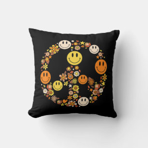 PEACE SIGN LOVE s Hippie Groovy Vibes Halloween C Cushion