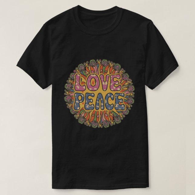 Peace Sign Love T Shirt | 70s Hippie Costume  (Design Front)