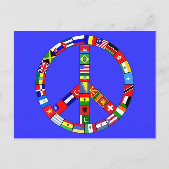 Peace Sign Made of Flags Products Postcard (Front)