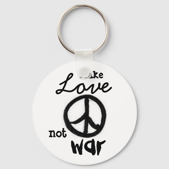peace-sign, Make, Love, not, war - Customised Key Ring (Front)