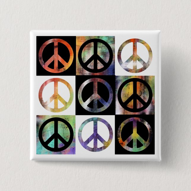 Peace Sign Mosaic 15 Cm Square Badge (Front)
