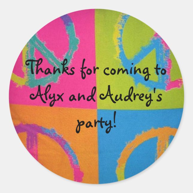 peace sign motif round sticker (Front)