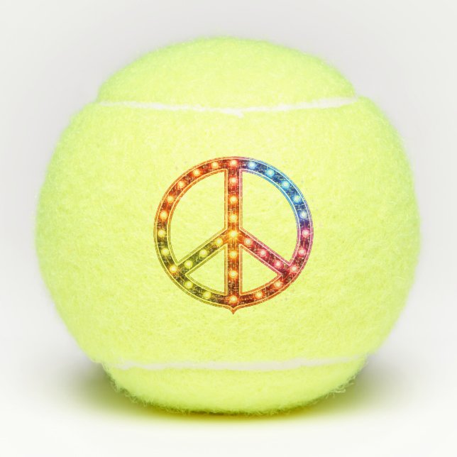 Peace Sign Neon Lights Tennis Balls (Front)
