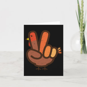 Peace Sign No Turkey Hand Kids Teens Family Thanks Card