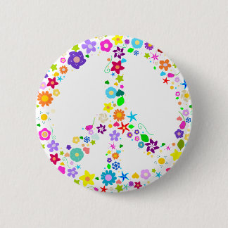 Peace sign of Flowers 6 Cm Round Badge