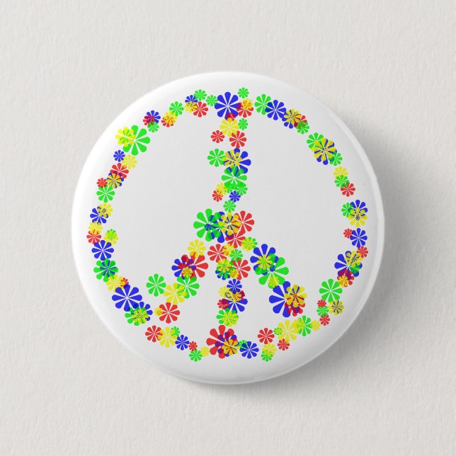 Peace Sign of Flowers 6 Cm Round Badge (Front)